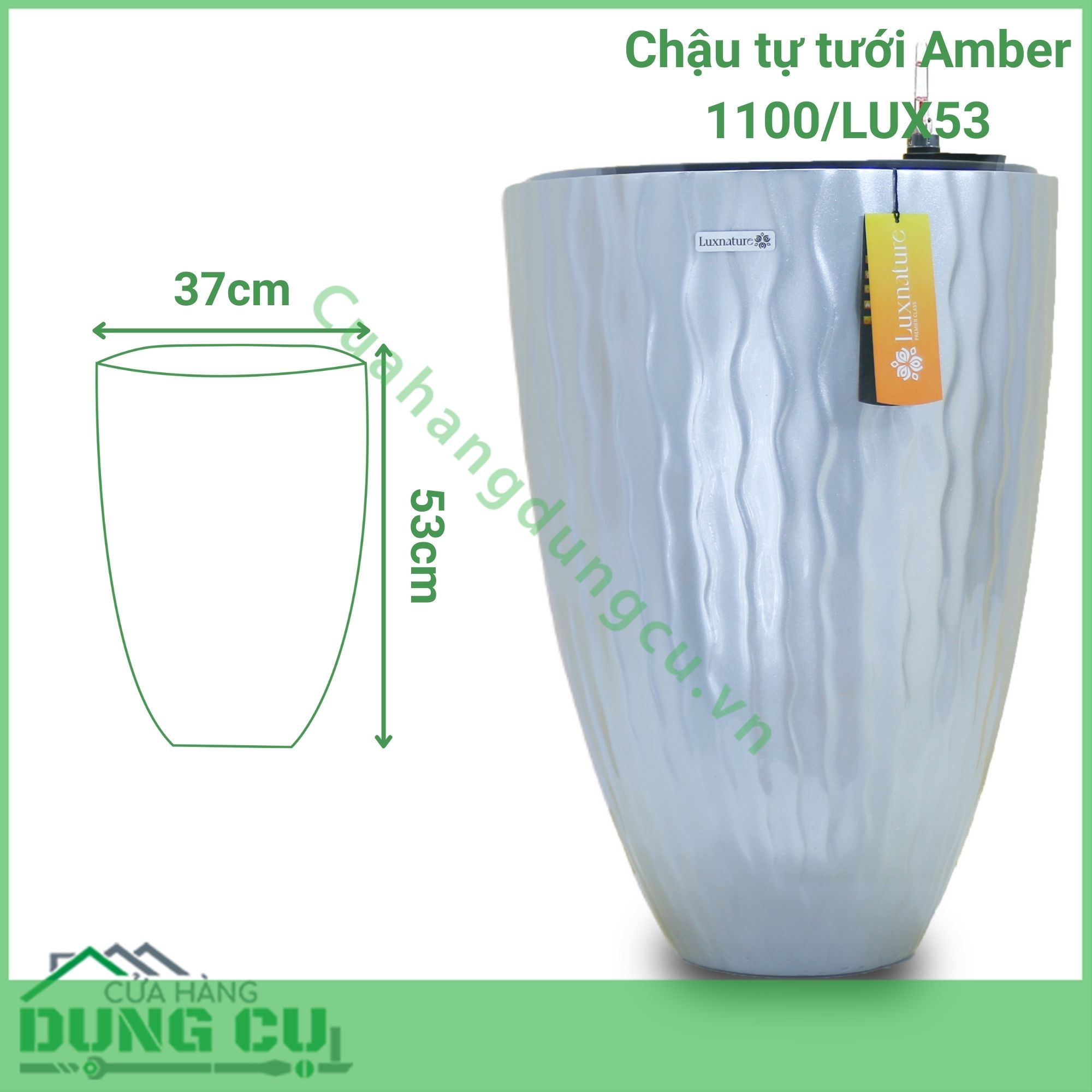 Chậu tự tưới composite Luxnature Amber 1100 LUX 53