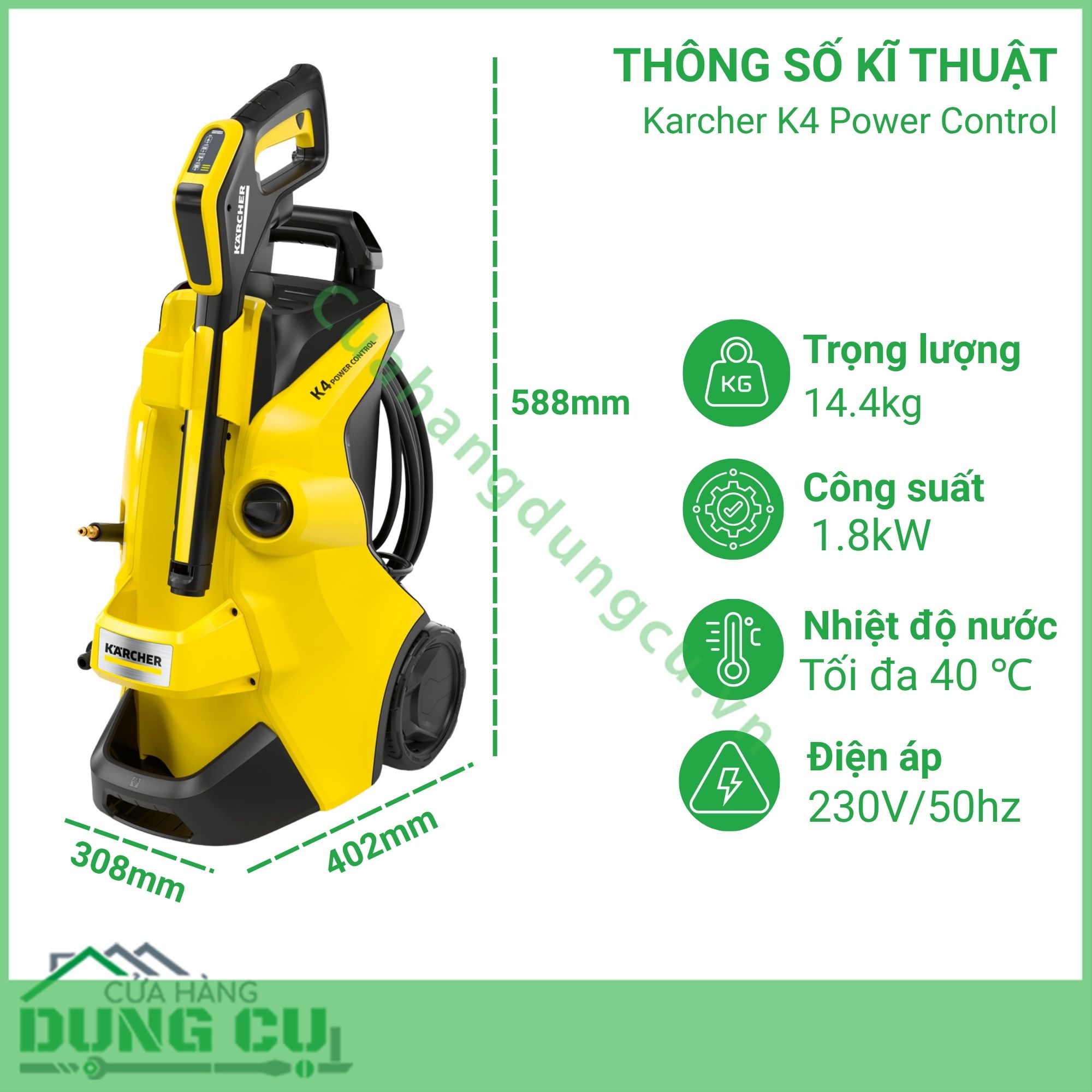 Máy phun xịt rửa xe áp lực cao Karcher K4 Power Control - 1 603-220 0