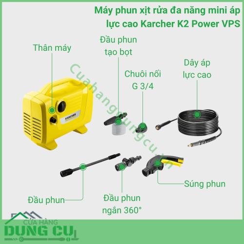 Máy phun xịt rửa đa năng mini áp lực cao Karcher K2 Power VPS - 1 118-001 0