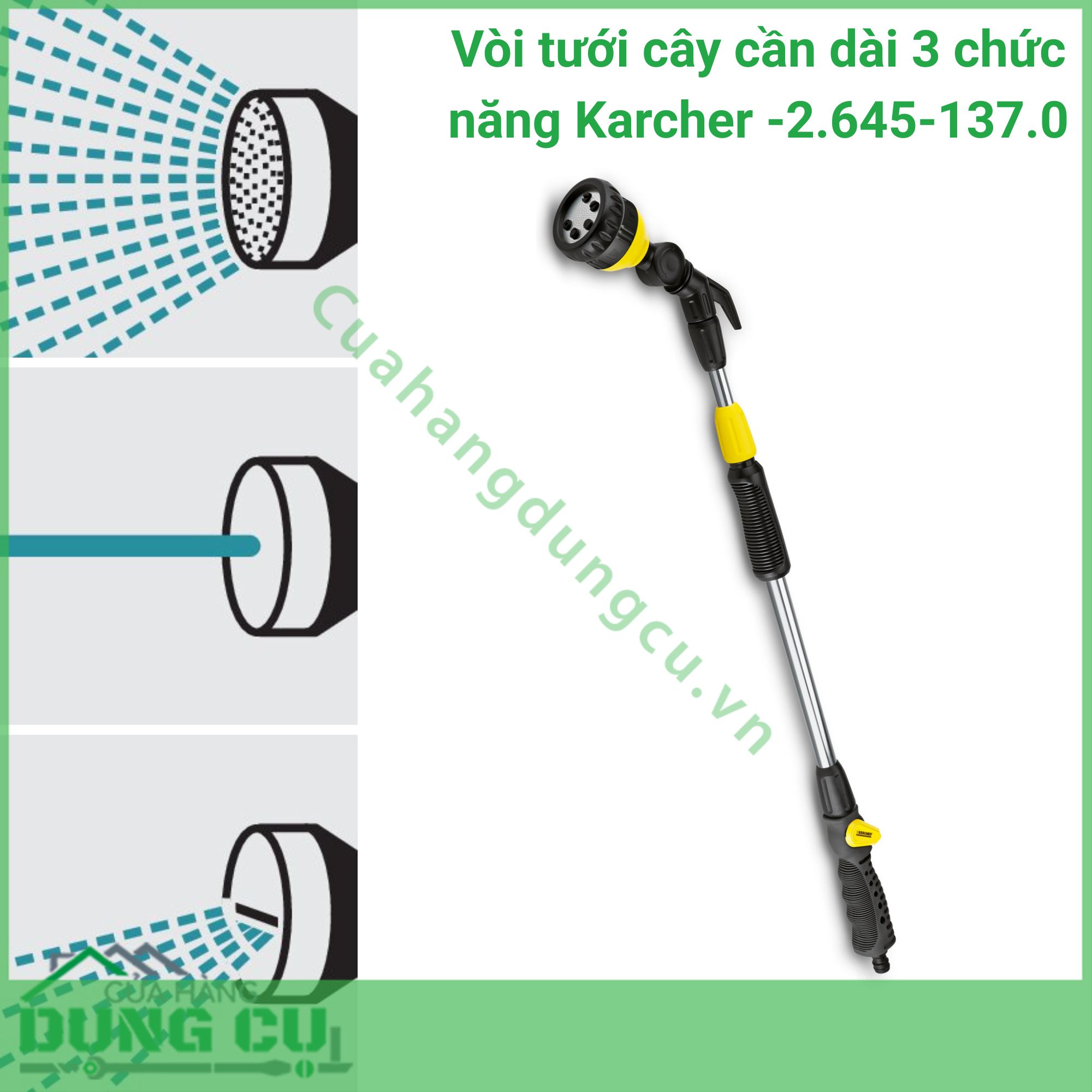 Vòi tưới cây cần dài 3 chức năng Karcher -2 645-137 0