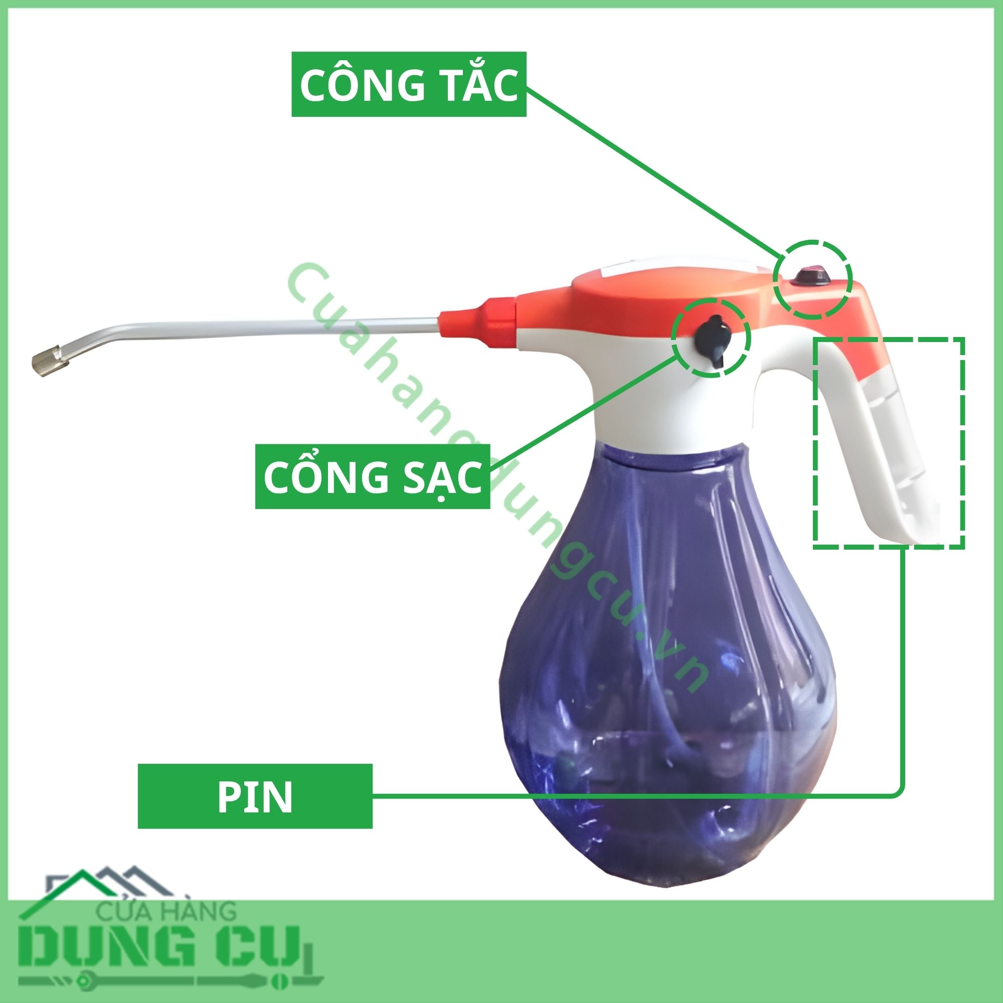 Bình bơm điện tưới cây tự động phun sương BMC 3L
