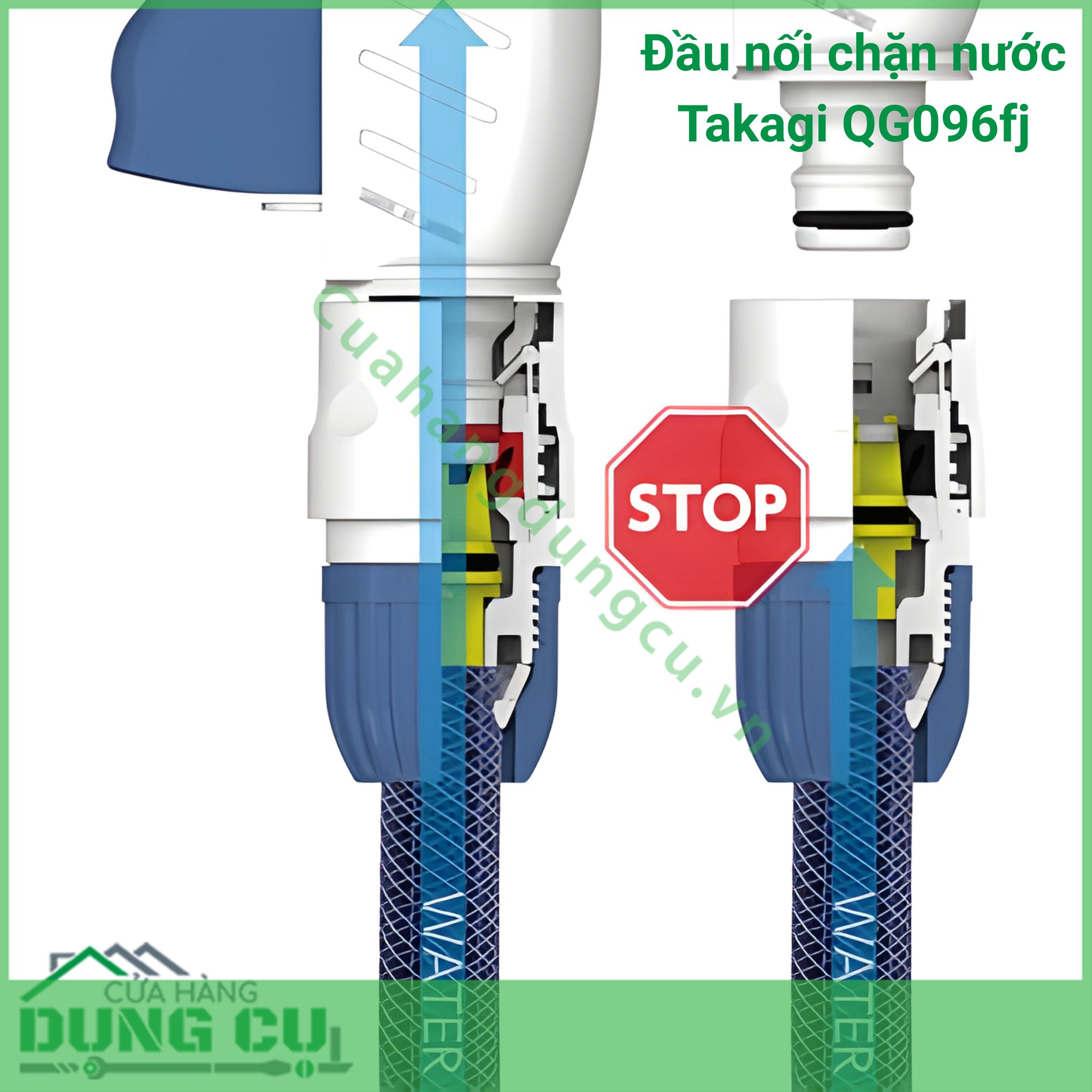 Đầu Nối Chặn Nước Takagi QG096fj Tiện Lợi Tối Đa Tiết Kiệm Vượt Trội cho Vườn Nhà Bạn