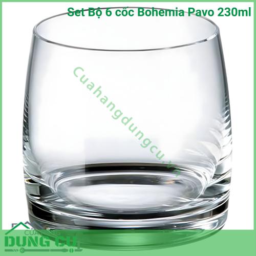 Set 6 Cốc Bohemia Pavo 230ml Thiết Kế Hiện Đại Chất Lượng Pha Lê Không Chì Bền Bỉ