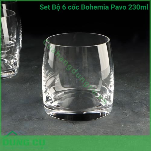 Set 6 Cốc Bohemia Pavo 230ml Thiết Kế Hiện Đại Chất Lượng Pha Lê Không Chì Bền Bỉ