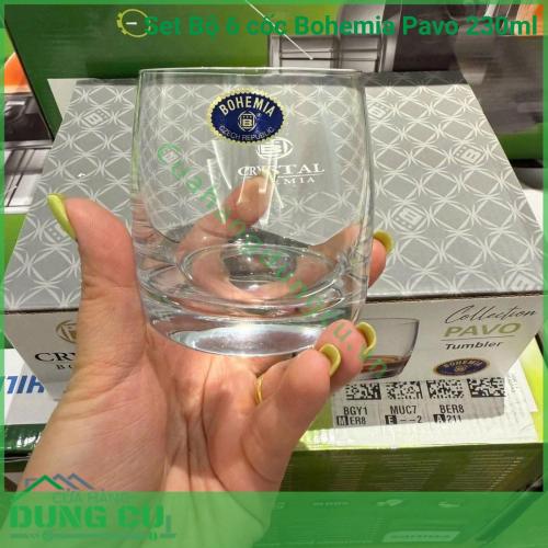 Set 6 Cốc Bohemia Pavo 230ml Thiết Kế Hiện Đại Chất Lượng Pha Lê Không Chì Bền Bỉ