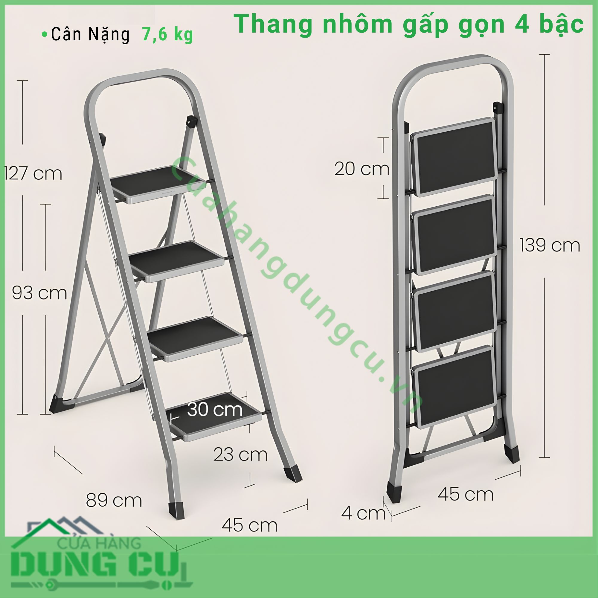 Thang Nhôm Gấp Gọn Cao Cấp 4 Bậc Songmics