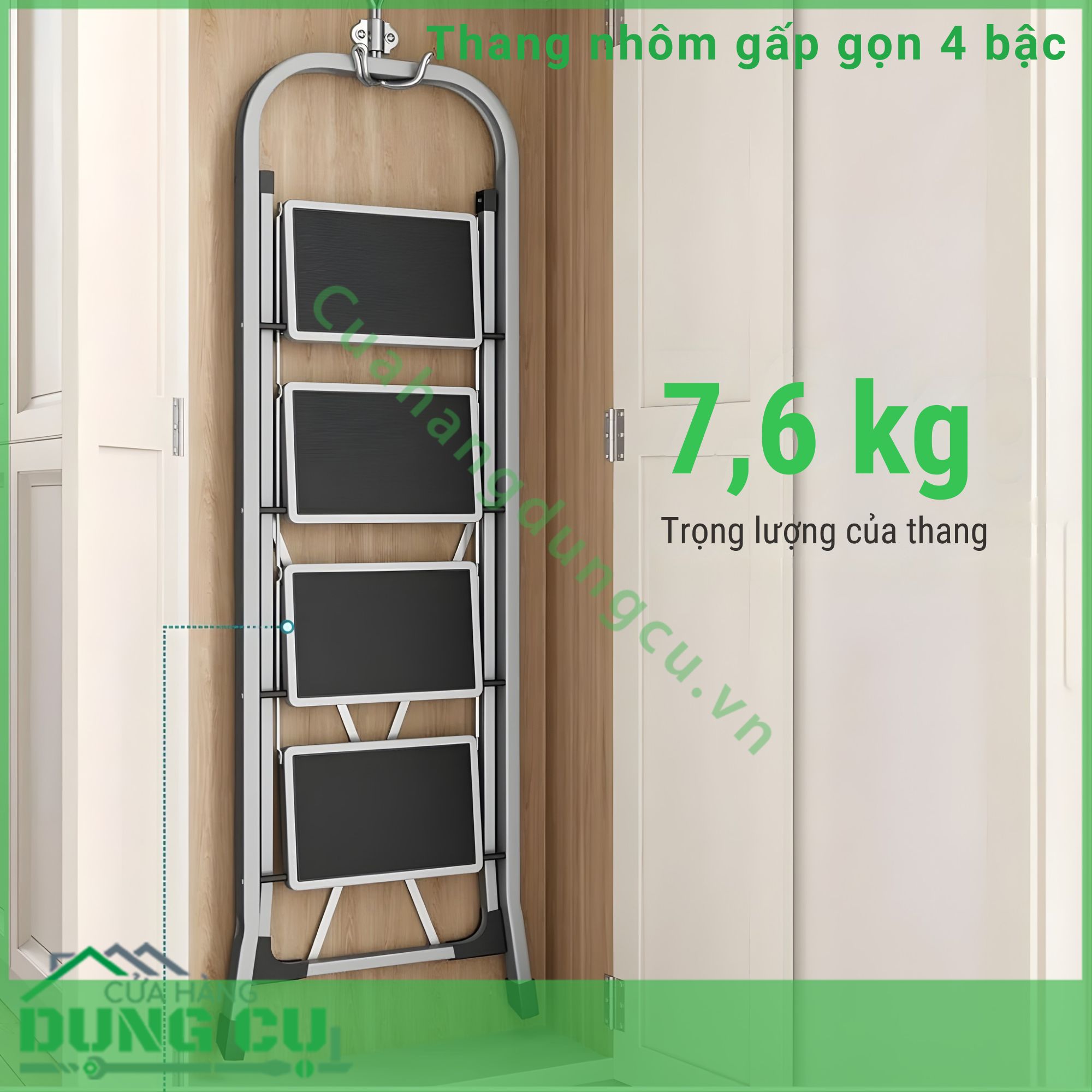 Thang Nhôm Gấp Gọn Cao Cấp 4 Bậc Songmics