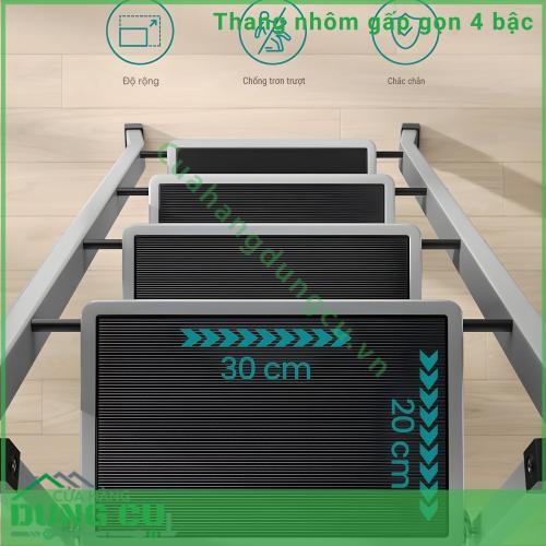 Thang Nhôm Gấp Gọn Cao Cấp 4 Bậc Songmics