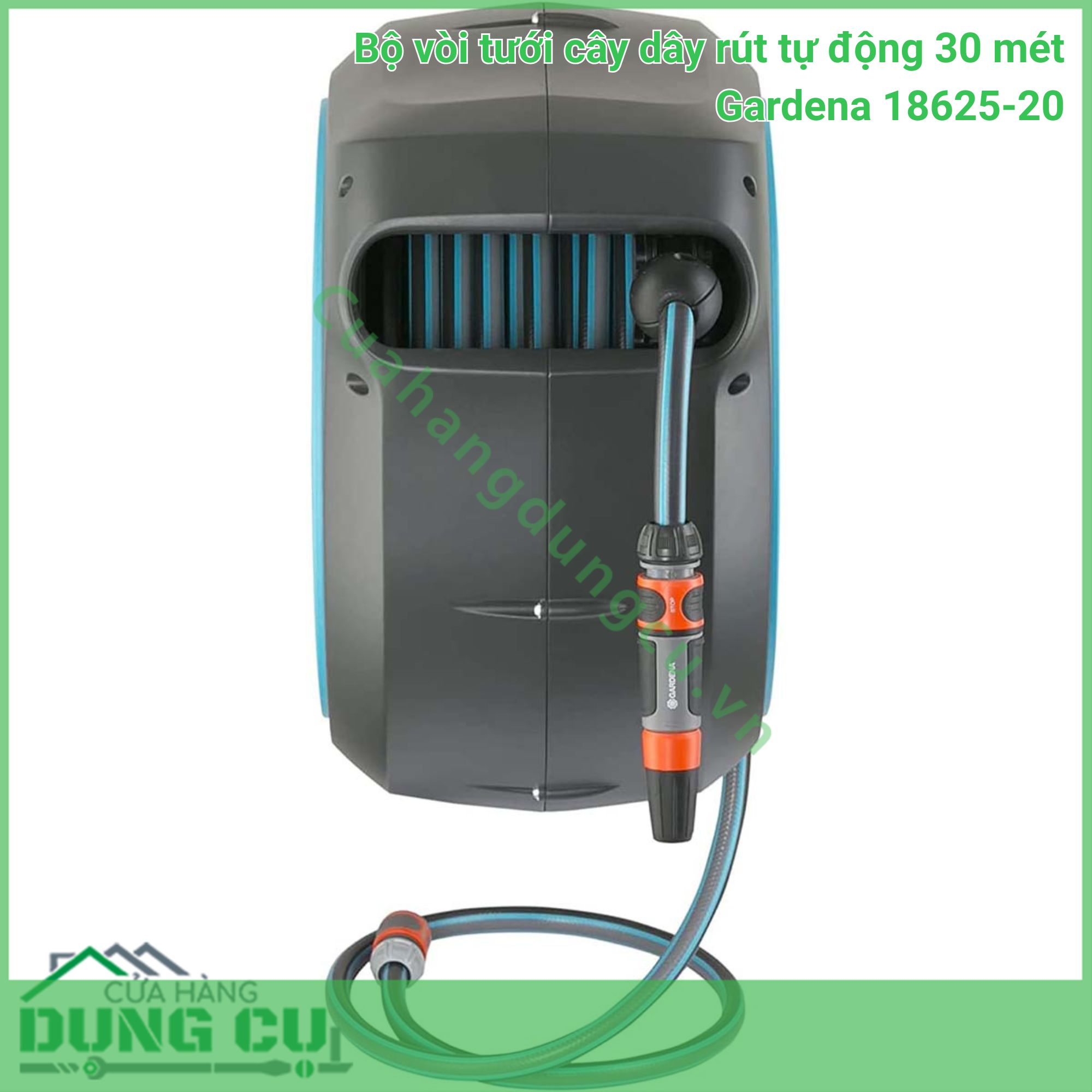 Bộ vòi tưới rút dây tự động 30m Gardena 18625-20