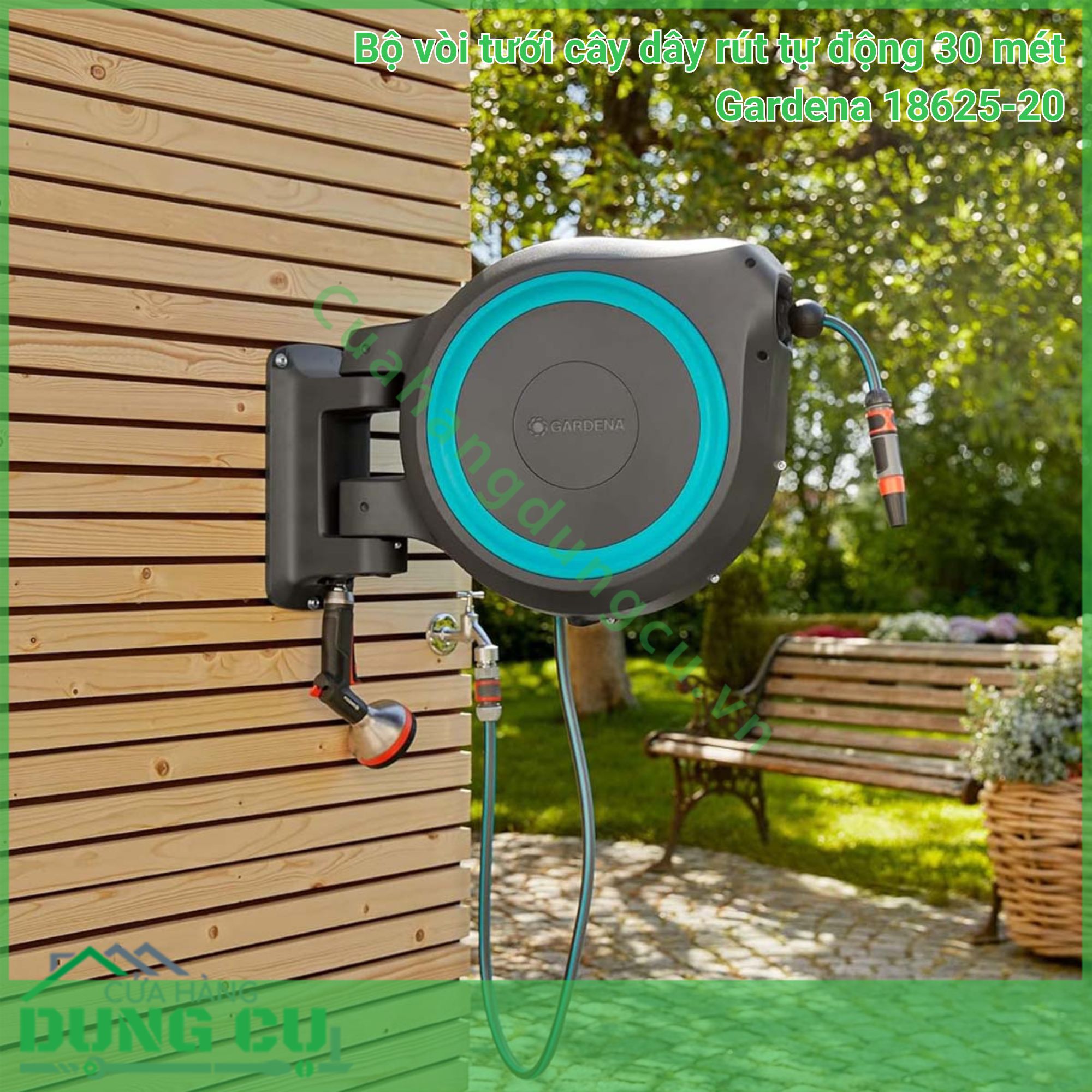 Bộ vòi tưới rút dây tự động 30m Gardena 18625-20