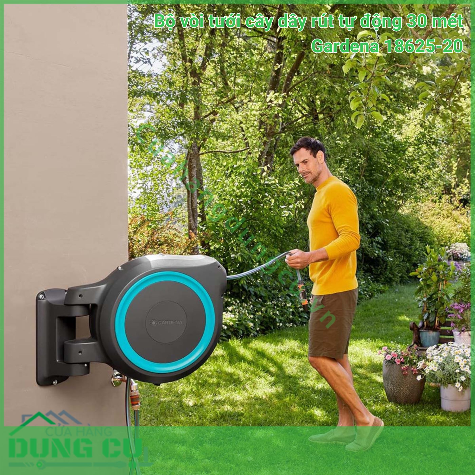 Bộ vòi tưới rút dây tự động 30m Gardena 18625-20