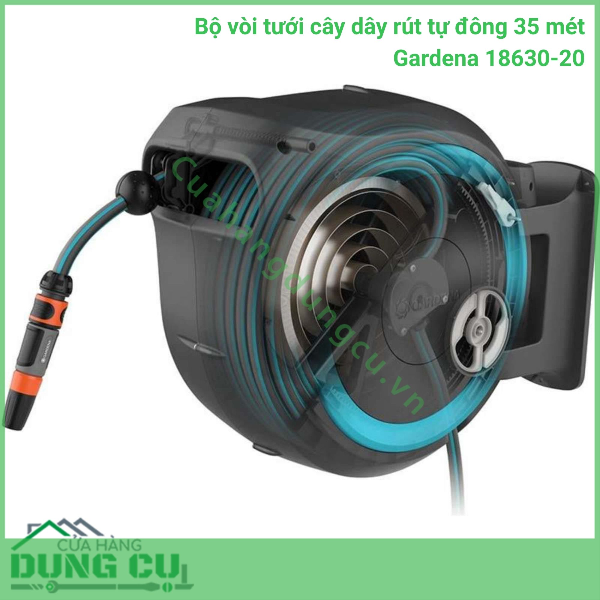 Bộ vòi tưới rút dây tự động 35m Gardena 18630-20