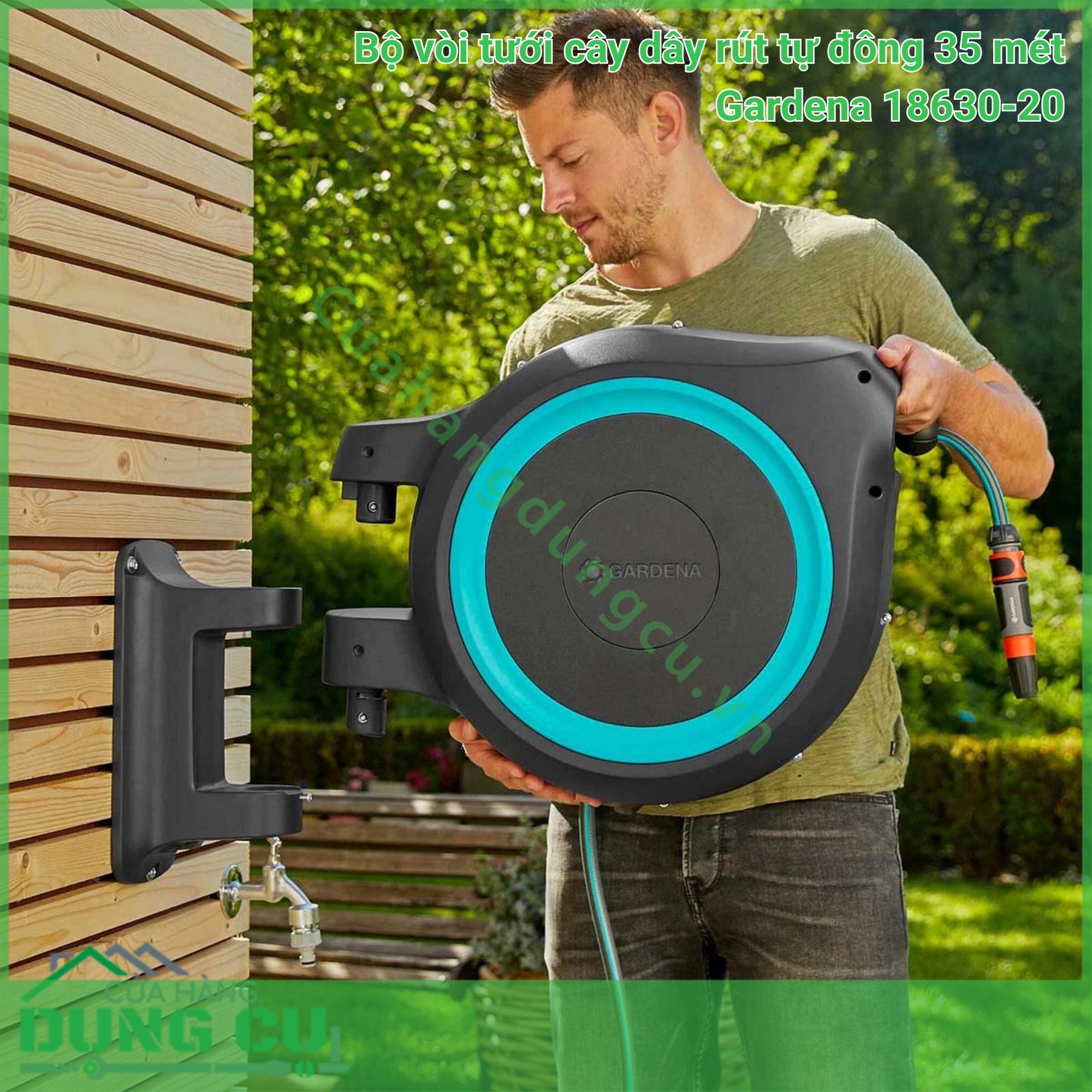 Bộ vòi tưới rút dây tự động 35m Gardena 18630-20